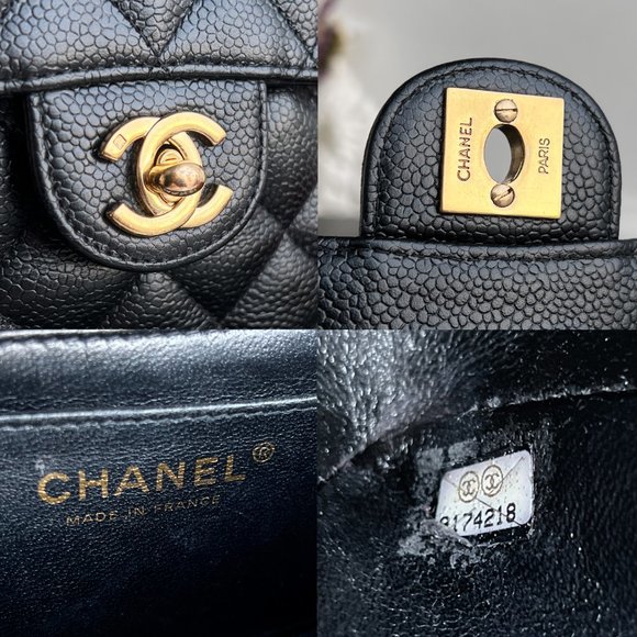 Authentic Chanel Classic Square Black Caviar Leather Mini Crossbody Bag B0846 - Picture 12 of 16